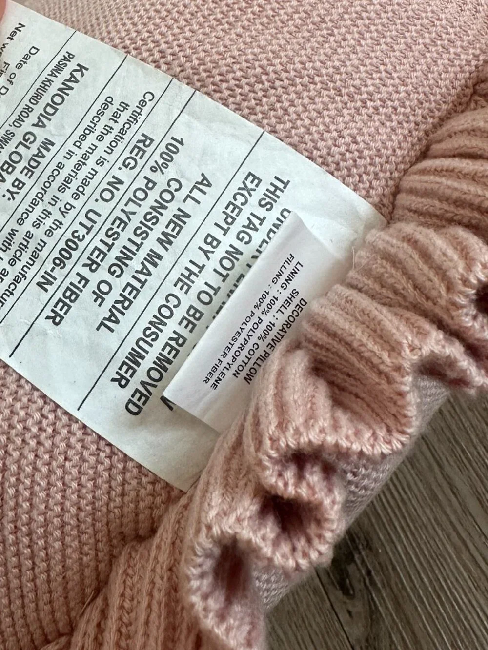 Knit Decorative Round Pillow 18 Inch in Blush Pink